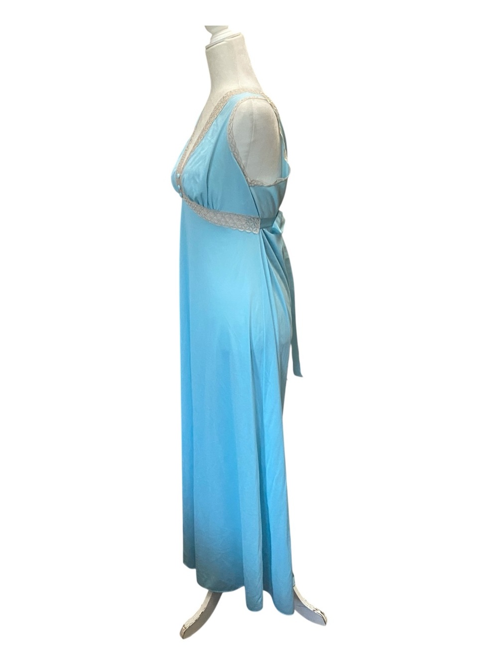 Vanity Fair Womens Vintage Baby Blue Lace Long Nightgown - Picture 4 of 8